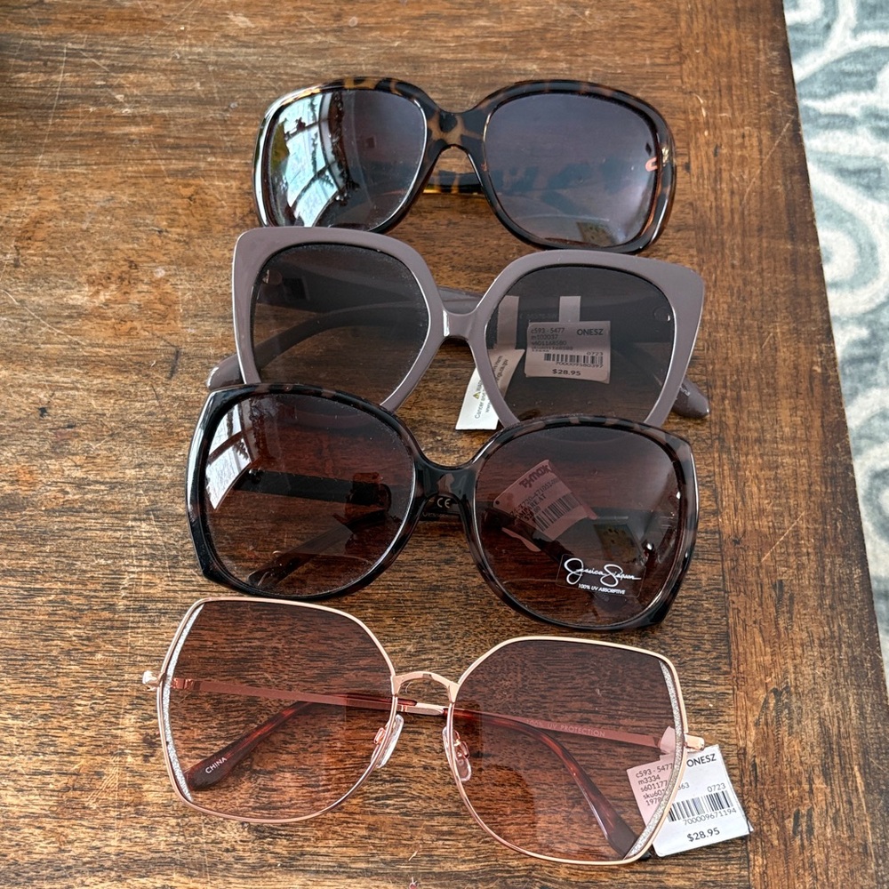 Bundle of 3 new Chic Women's Sunglasses Set - Tortoise, Gray, Black, Rose Gold